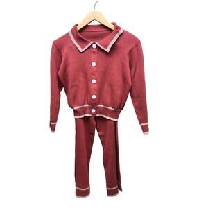 Vintage 60s 70s Rust Color Knit Cropped Pants No Tags Maybe Handmade Pants Suit